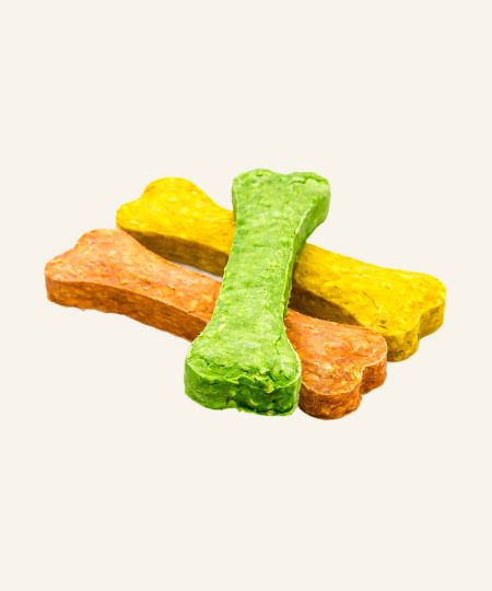 Colorful dog treat bones