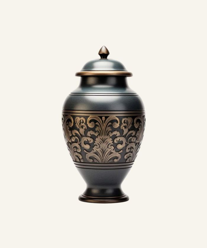 Metallic pet memorial urn
