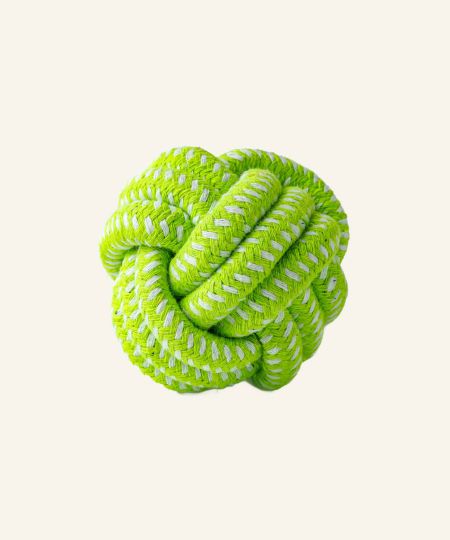 Green woven rope ball toy
